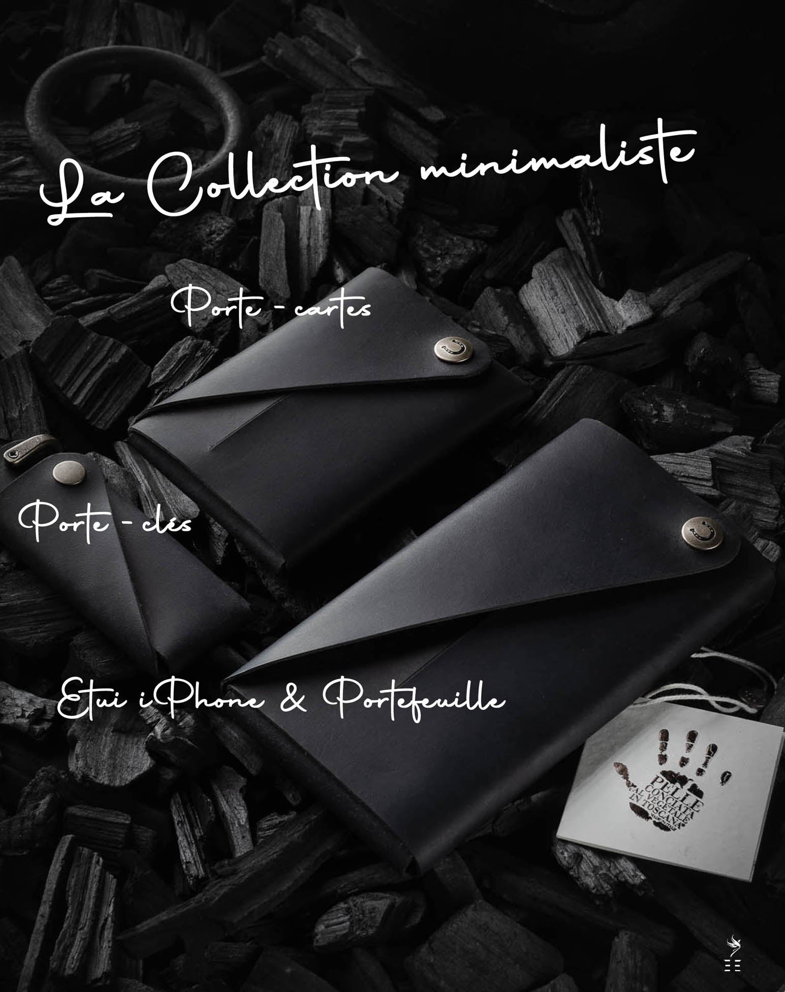 SET 3 PIÈCES EN CUIR ORIGAMI ANTHRACITE
