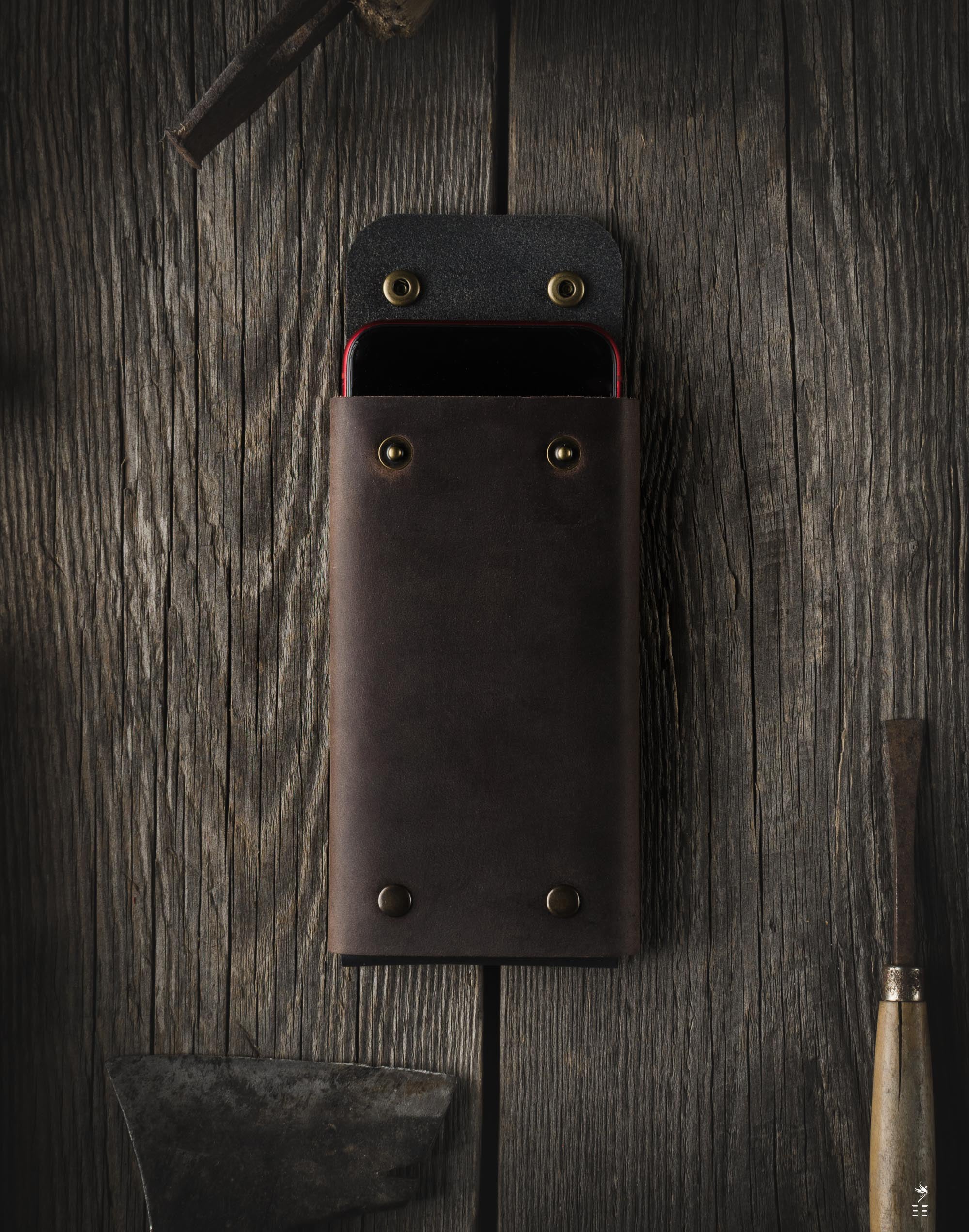 ÉTUI iPHONE/PORTEFEUILLE EN CUIR BOIS SAUVAGE