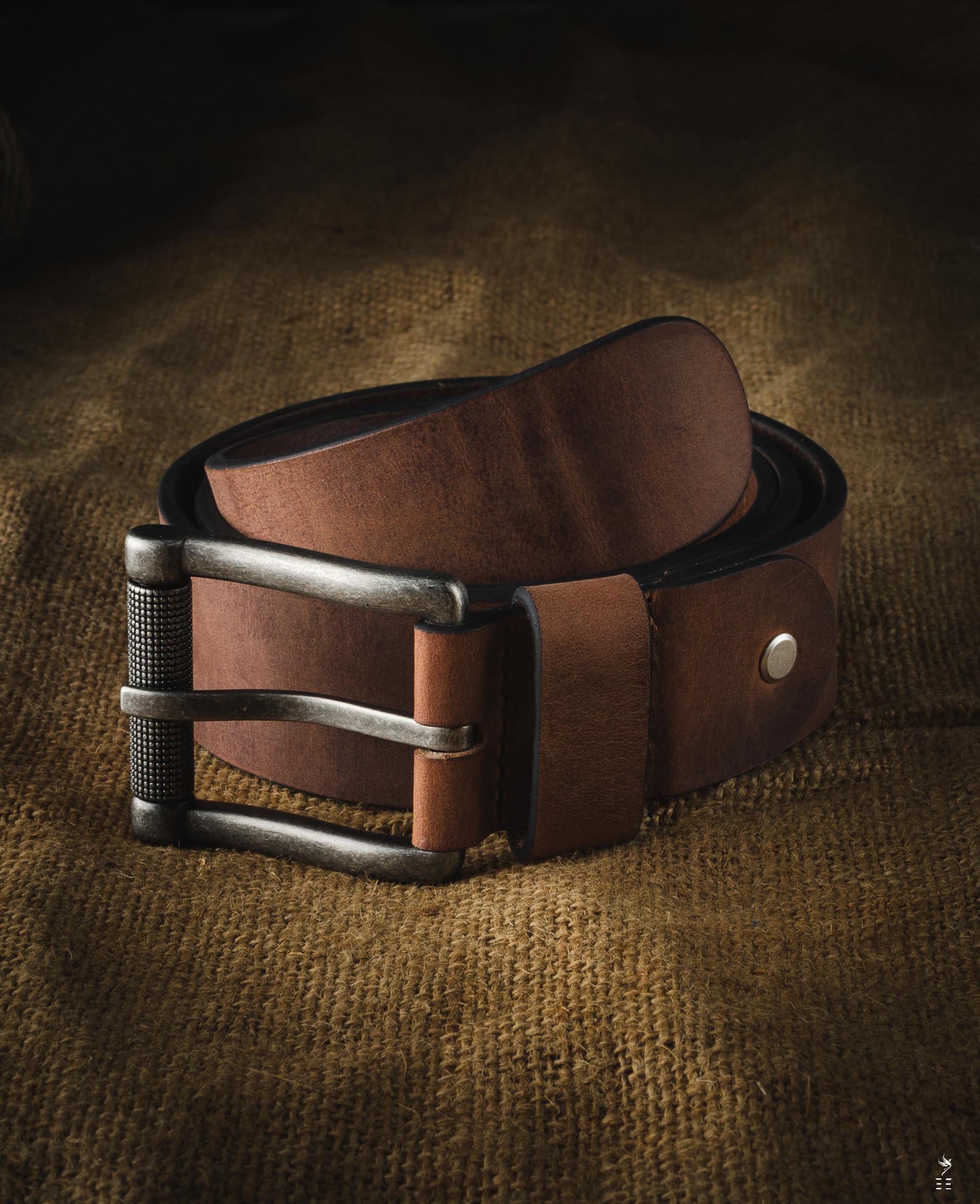 CEINTURE EN CUIR TANNAGE VÉGÉTAL ROLLING STONE MARRON CLASSIQUE