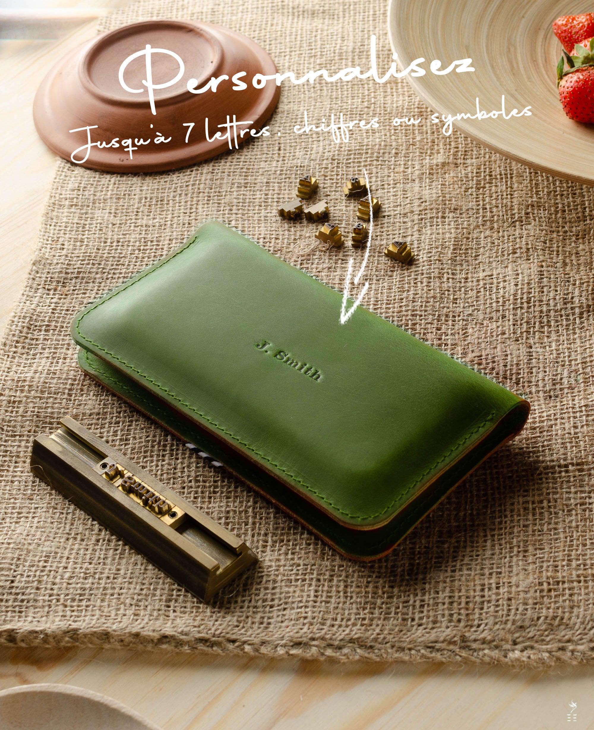 ÉTUI DOUBLE iPHONE/PORTEFEUILLE EN CUIR⏐ALPINE GREEN