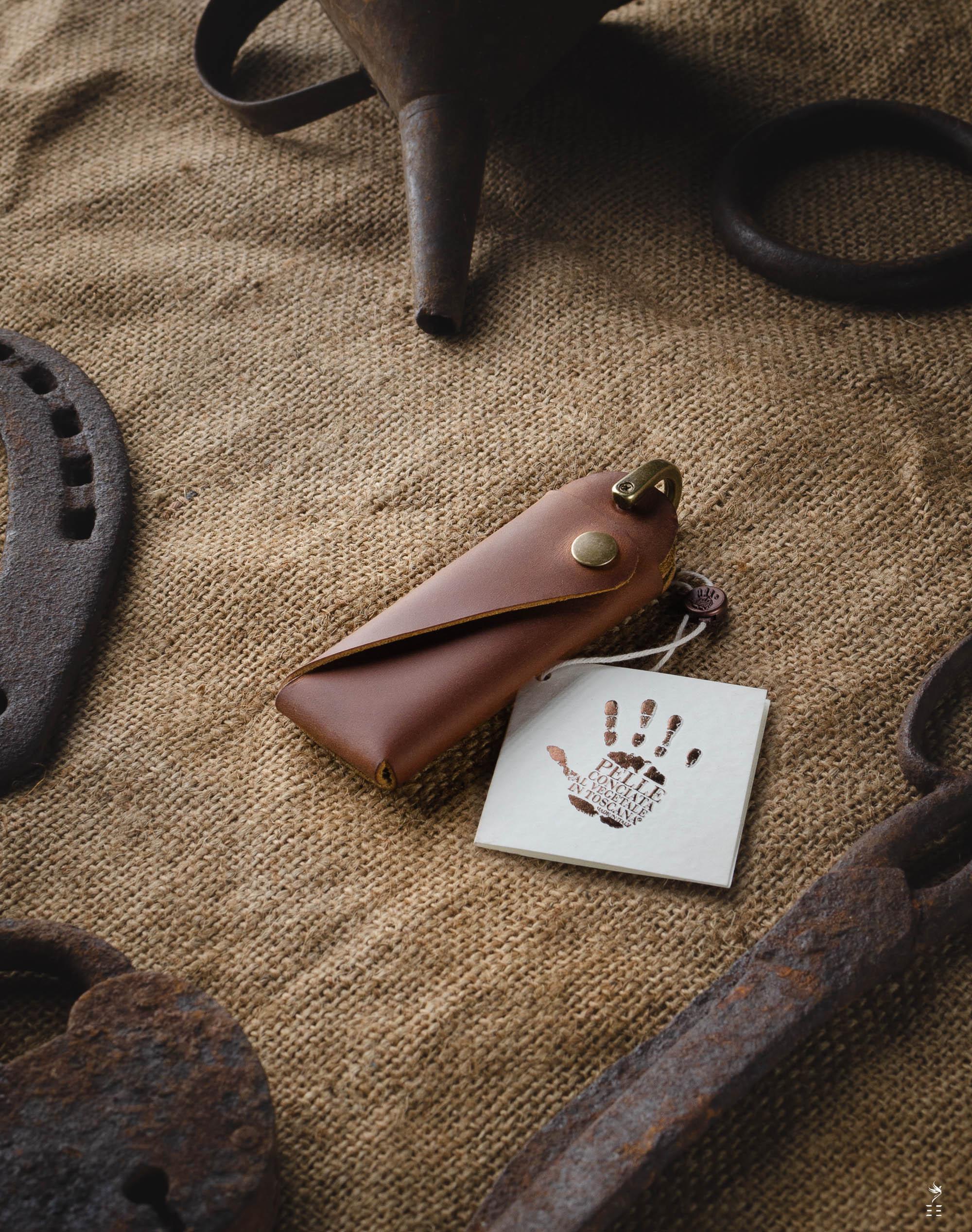 PORTE-CLÉS EN CUIR ORIGAMI MARRON CLASSIQUE
