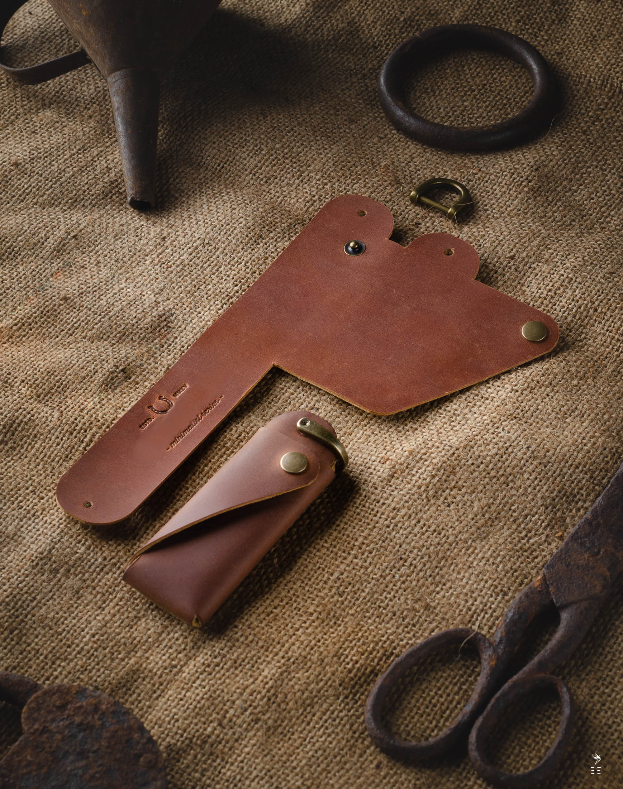 SET 3 PIÈCES EN CUIR ORIGAMI MARRON CLASSIQUE