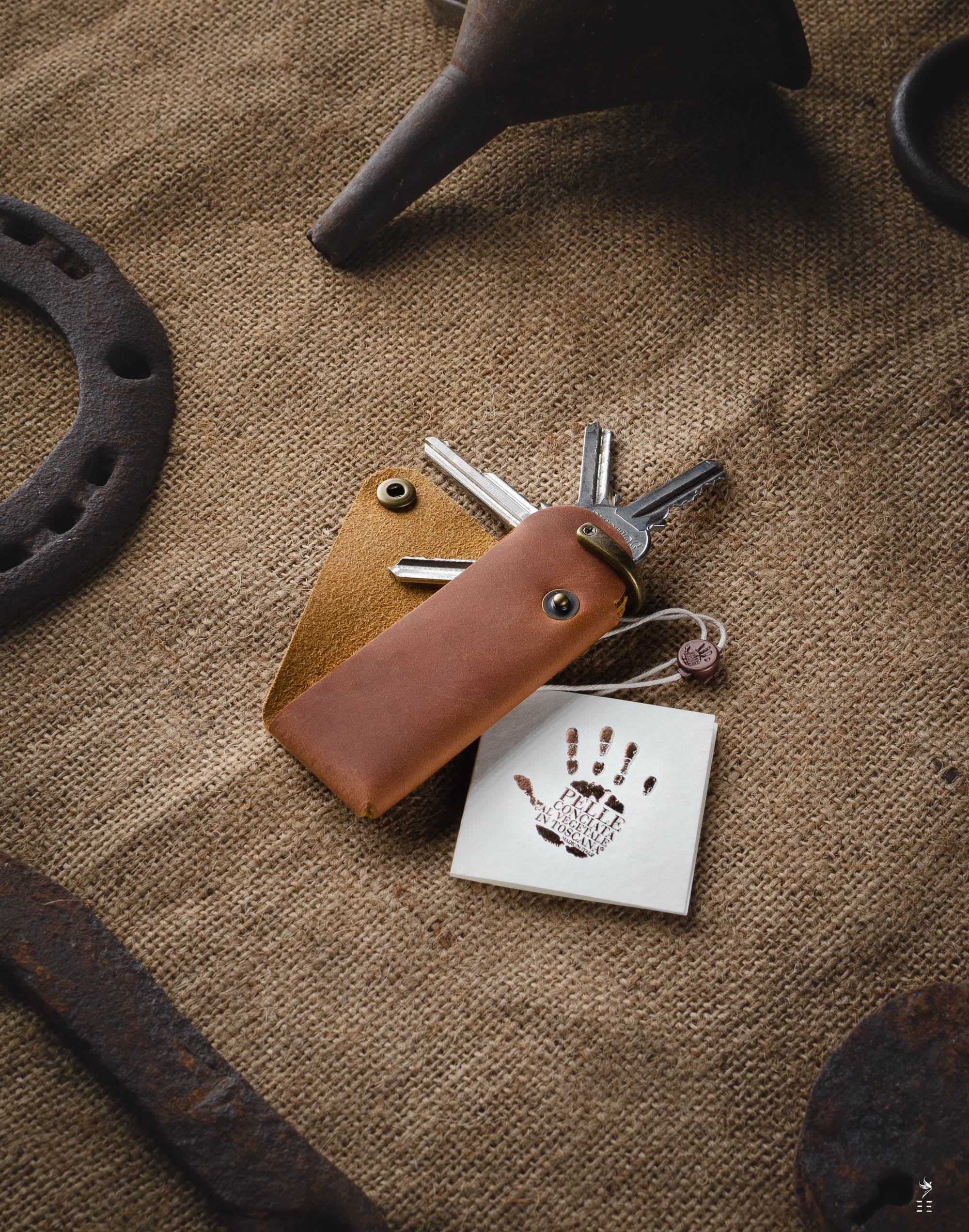 PORTE-CLÉS EN CUIR ORIGAMI MARRON CLASSIQUE